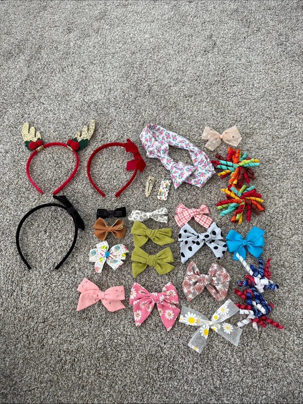 Kids Hair Accessory Set - Colorful Bows & Headbands bundle